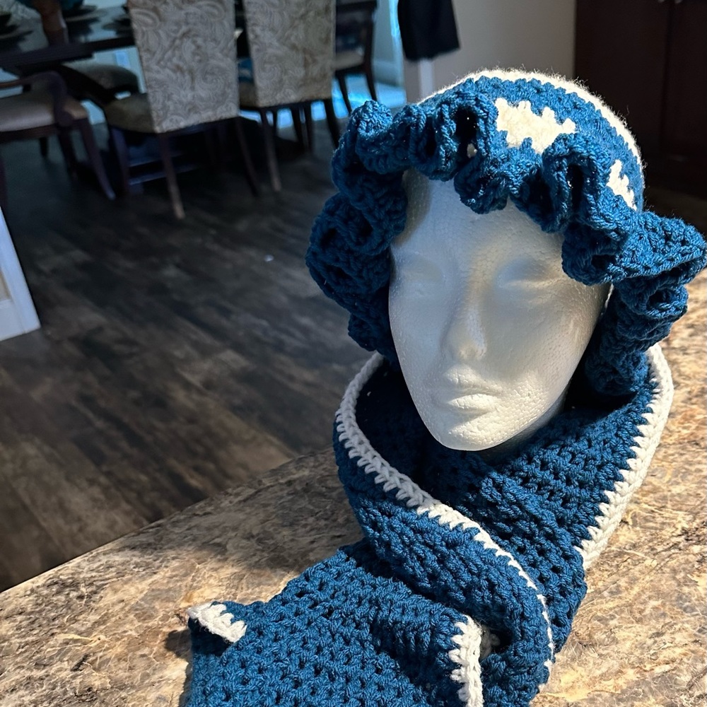 Handmade hat and matching scarf.